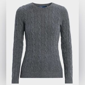 Polo Ralph Lauren Cashmere Cable-Knit Crewneck Sweater Sz S Battalion Gray